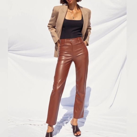 Wilfred Pants - Aritzia Wilfred Brown Leather pants